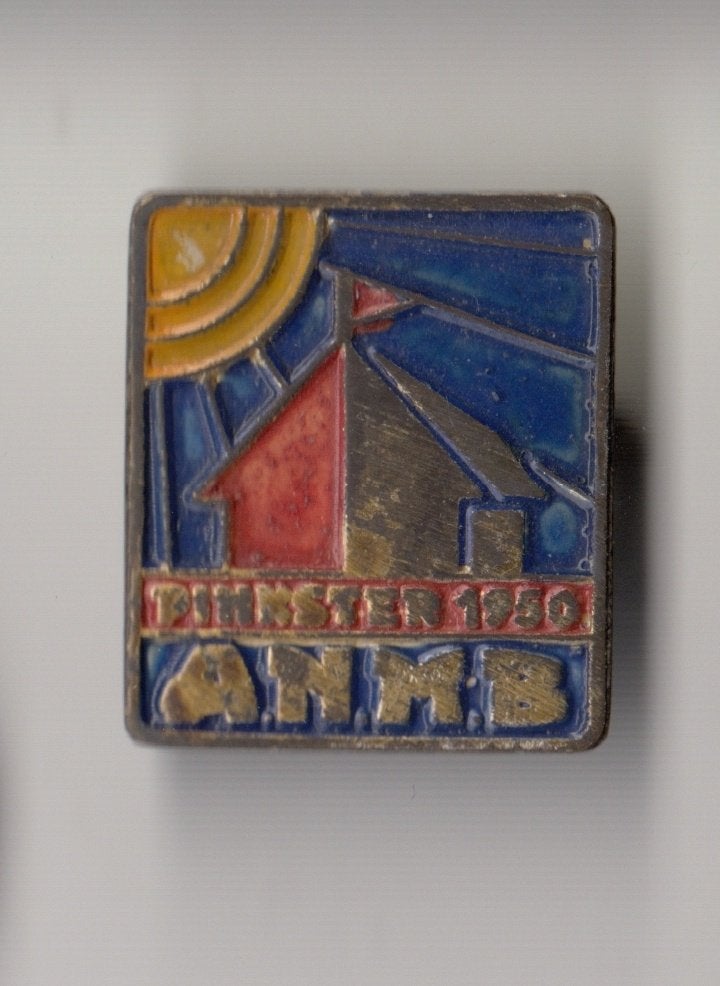 ANMB (FNV) Metaalbewerkersbond 1950 Pinkster broche, Gebruikt, Niet vindbaar, Niet vindbaar, Speldje of Pin