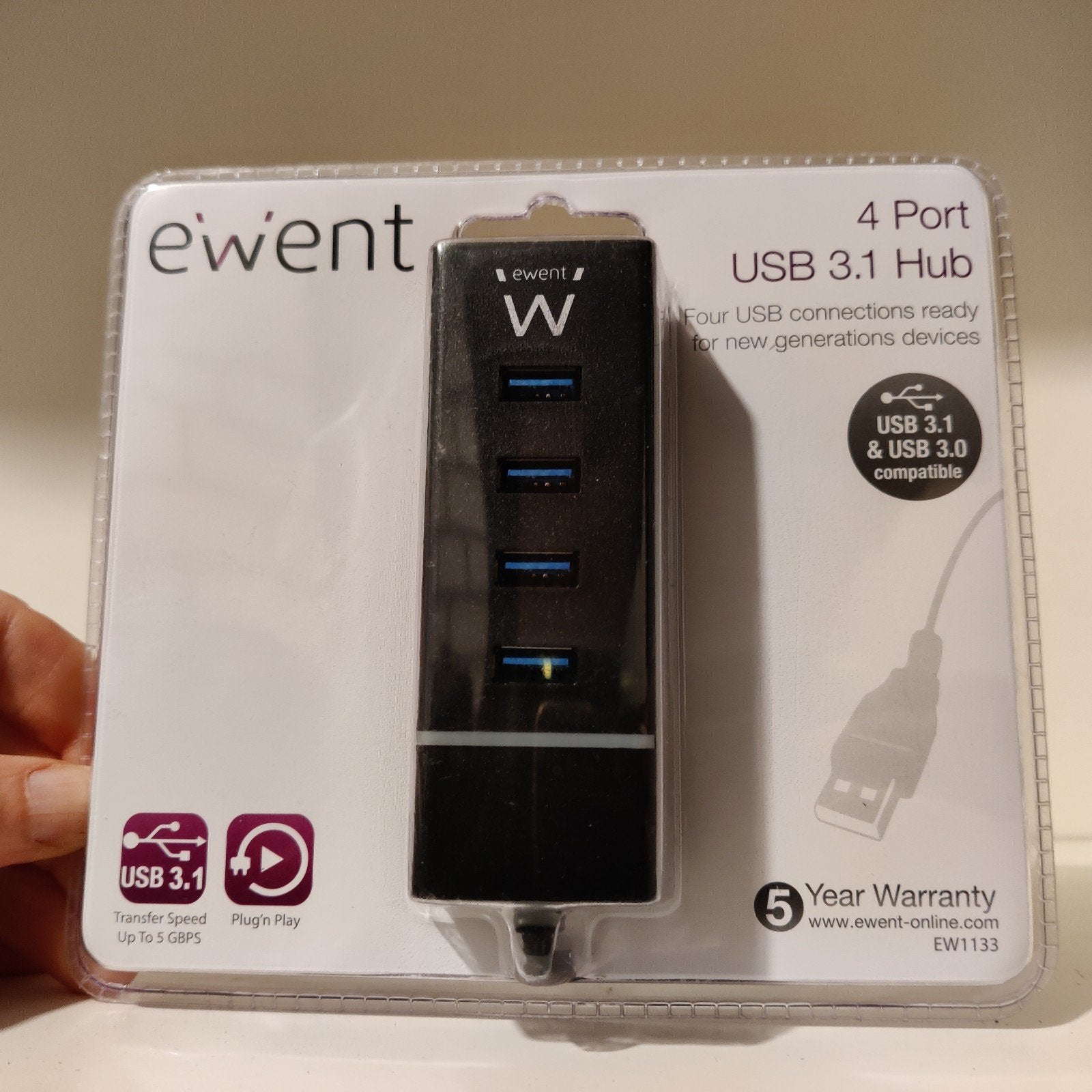 USB Hub, 4 ingangen / Nieuw in verpakking, Ophalen of Verzenden, Nieuw