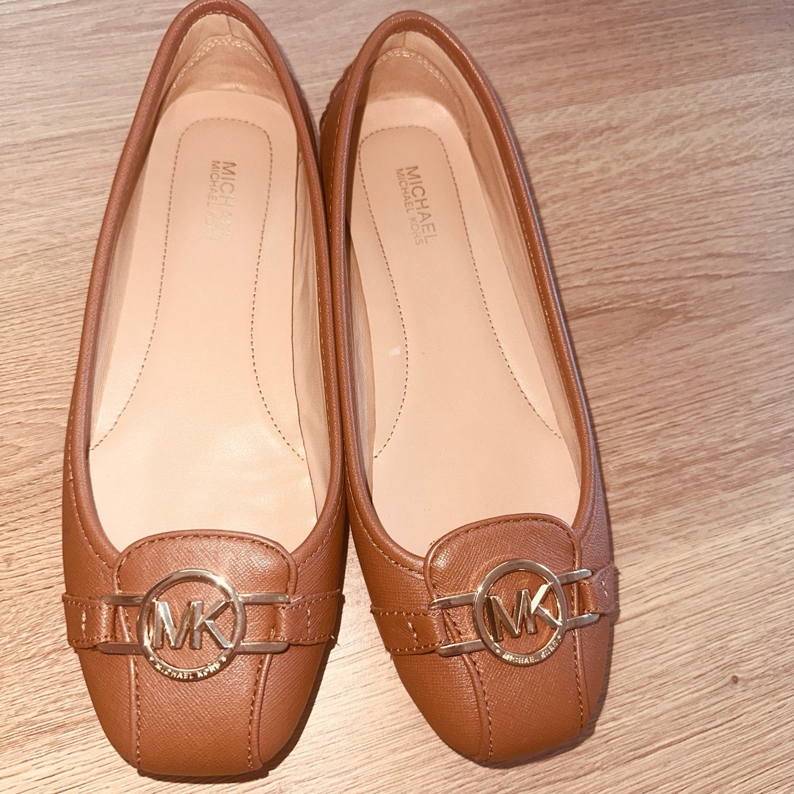 Michael Kors Ballerina's - cognac /bruin met MK-logo maat 38, Kleding | Dames, Schoenen, Ophalen of Verzenden, Zo goed als nieuw