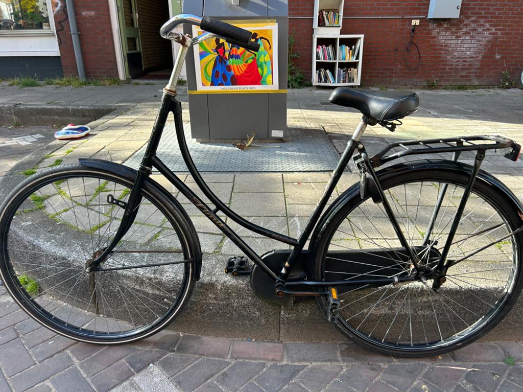 Zwarte omafiets, 56 cm of meer, Ophalen, Gebruikt, Terugtraprem