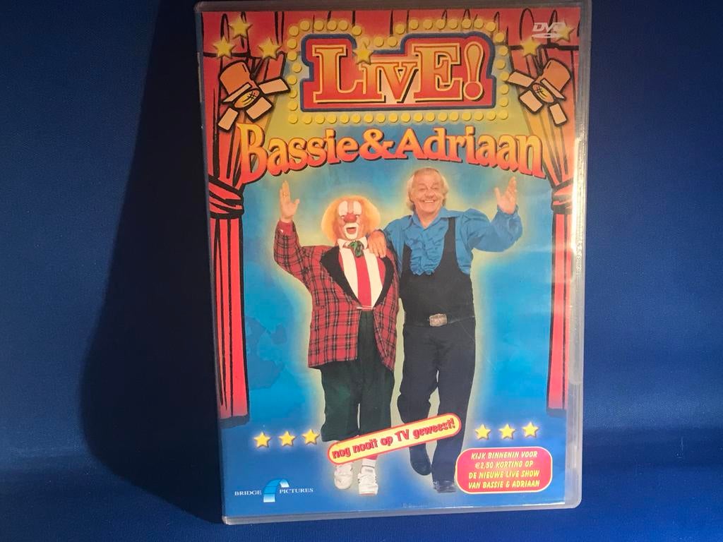 Bassie & Adriaan Live! DVD - Nog nooit op TV geweest!, Ophalen, Gebruikt, Alle leeftijden, Komedie