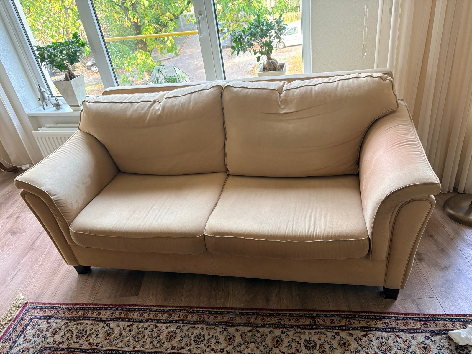 Comfortabele 2-zits bank - Beige stof 188 cm breed, Ophalen, Gebruikt, 150 tot 200 cm, Tweepersoons