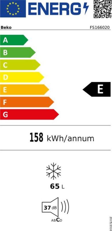 Beko vriezer FS166020 - Tafelmodel, Witgoed en Apparatuur, Vriezers en Diepvrieskisten, Beko Nederland B.V., Minder dan 85 cm