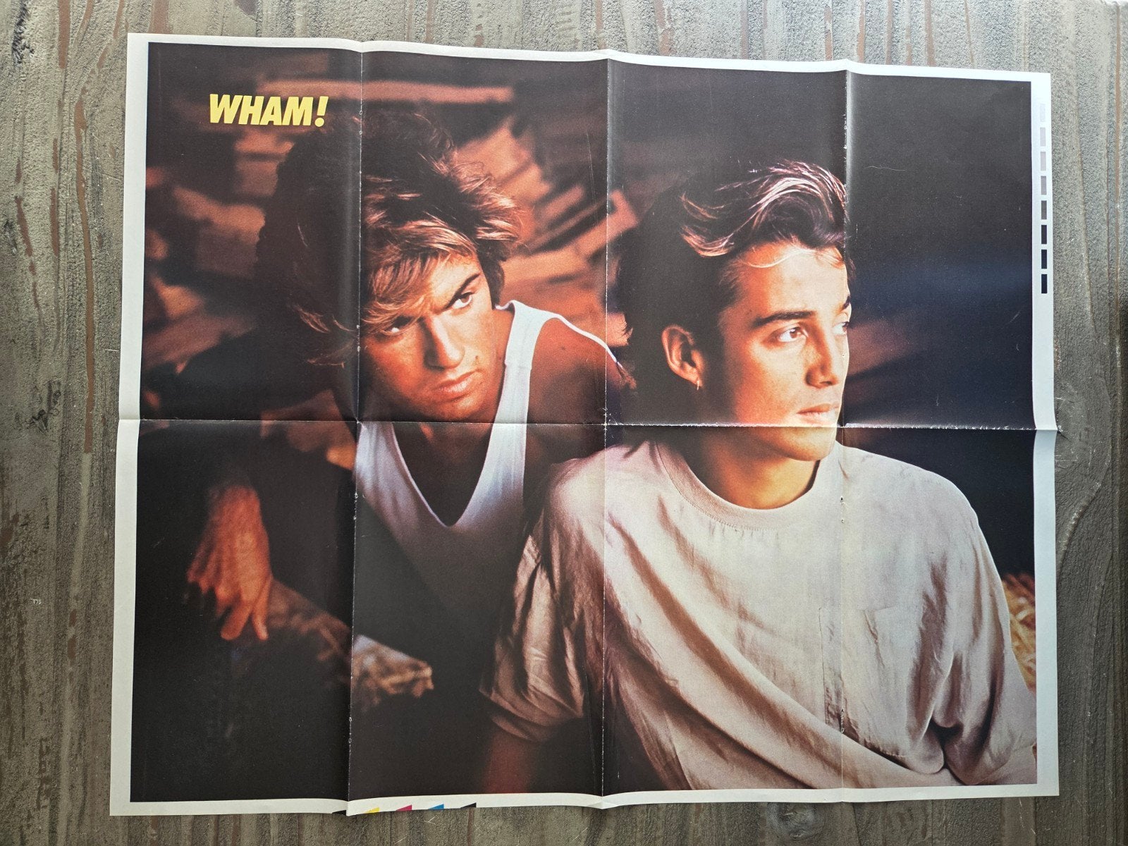 Vintage Wham! Poster - George Michael & Andrew Ridgeley, Rechthoekig Staand, Ophalen of Verzenden, Zo goed als nieuw, A1 t/m A3