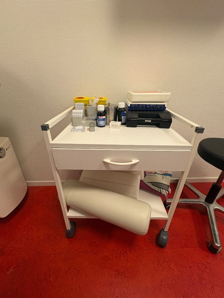 Witte werktrolley, Ophalen, Gebruikt
