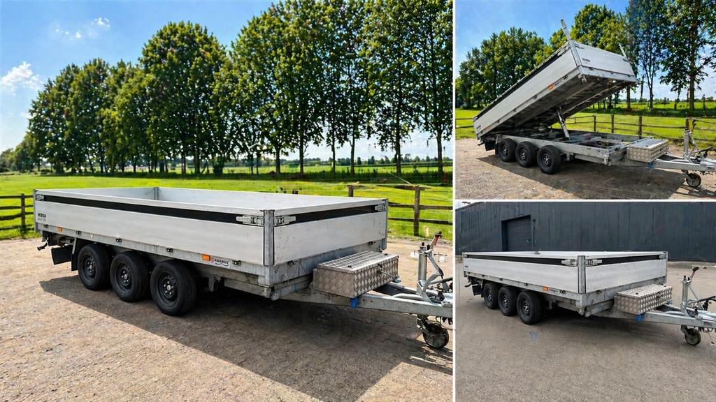 Kipper huren 3-asser Henra 3000kg3 zijdig 4x2m BErijbewijs, Ophalen, Gebruikt