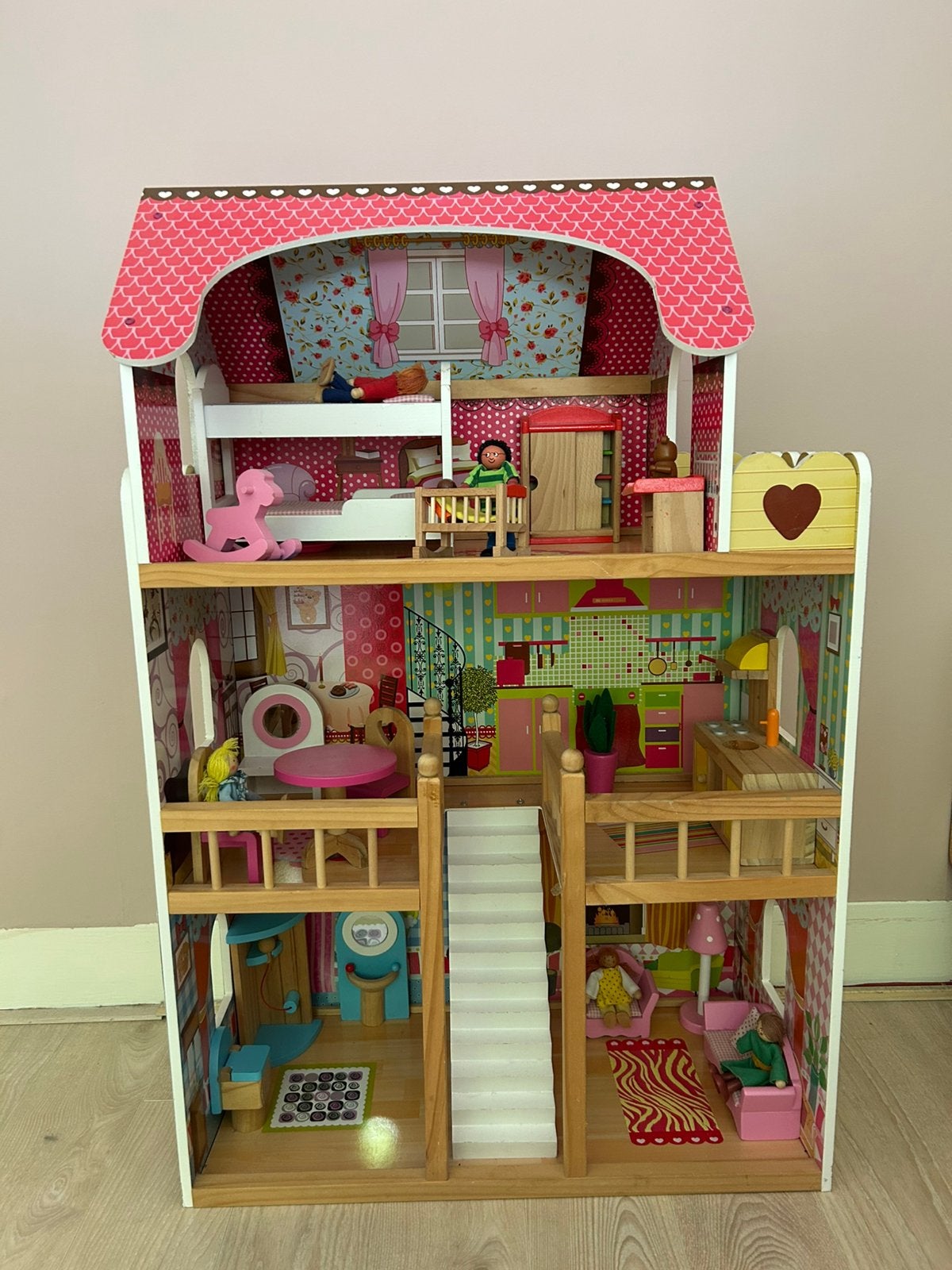 Compleet poppenhuis inclusief meubels, Ophalen, Zo goed als nieuw, Poppenhuis