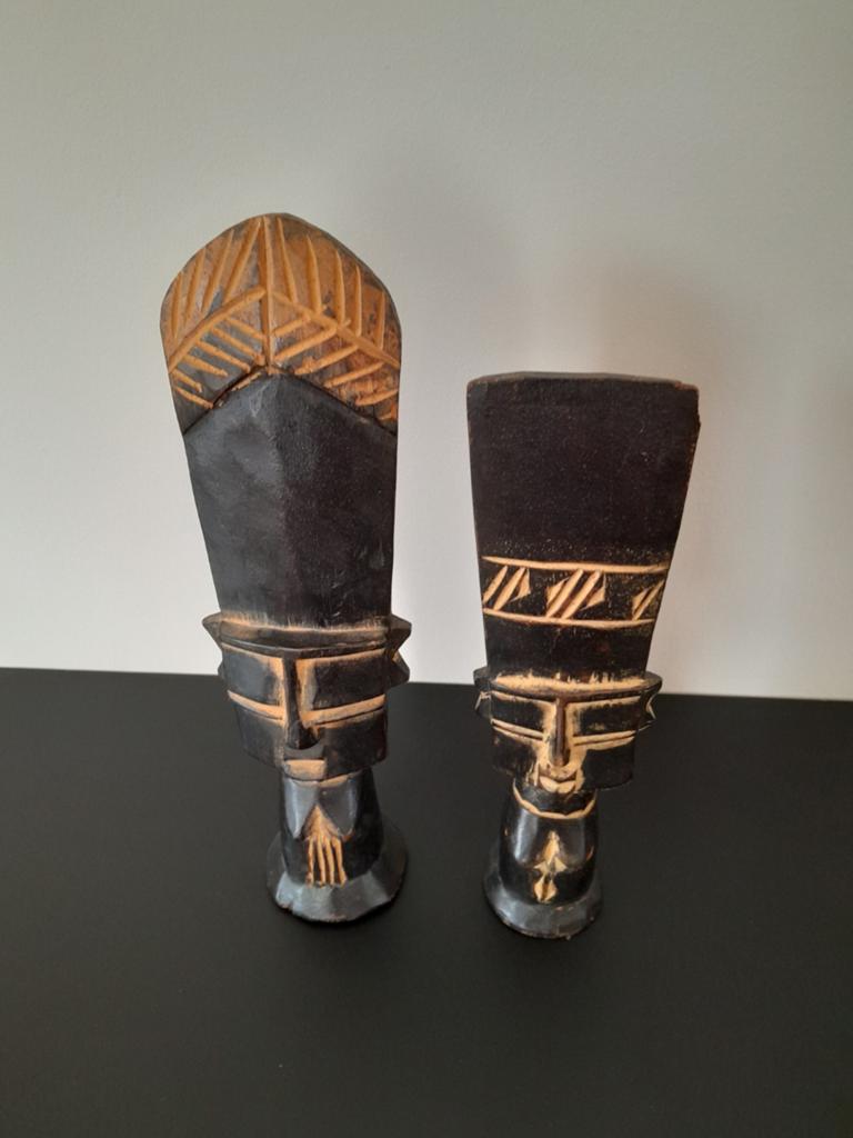 Afrikaanse beelden., Antiek en Kunst, Ophalen, Handgemaakt, Beeld, Hout