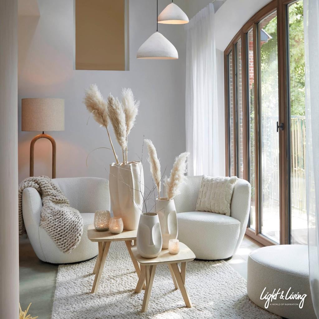 Light & Living Poef Liberia - Beige - 68x68x35 cm, 50 tot 75 cm, Nieuw, Ophalen of Verzenden, Eric Kuster Hotel Chique Eichholtz Richmond keijser en co