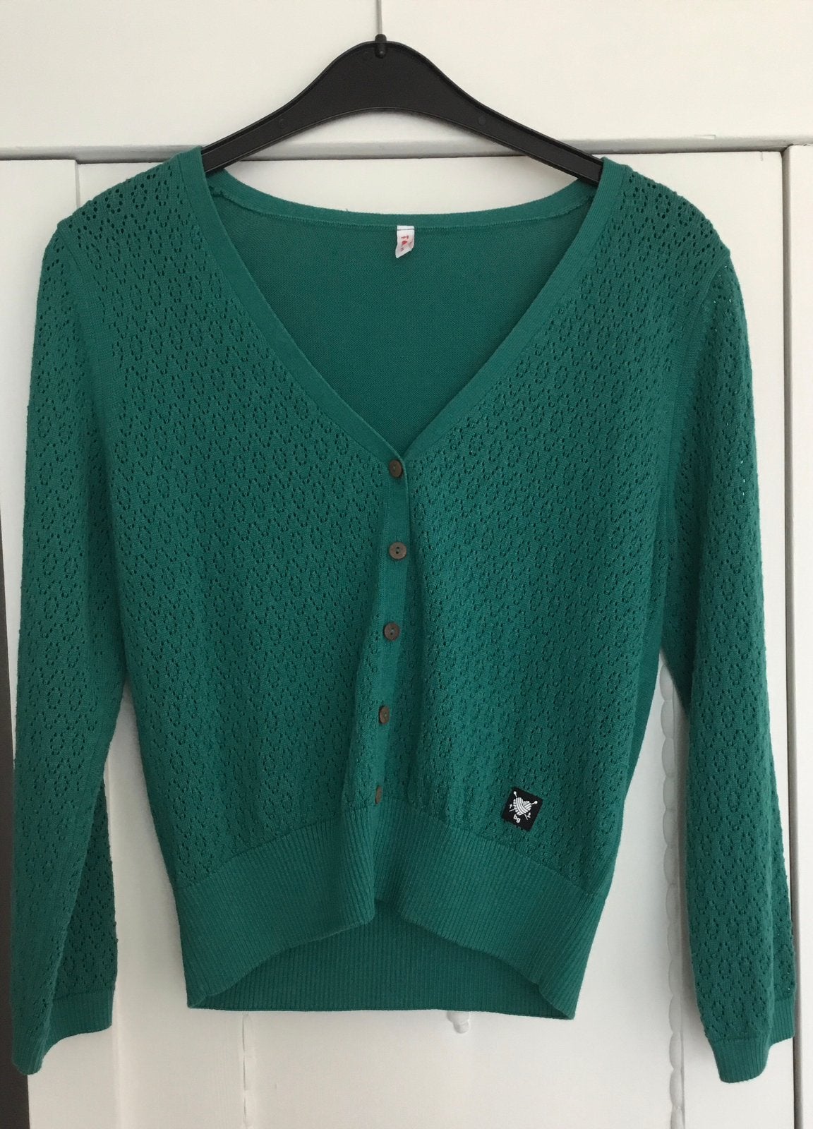 Groen gebreid vestje, maat S, Ophalen of Verzenden, Zo goed als nieuw, Maat 38/40 (M), Groen