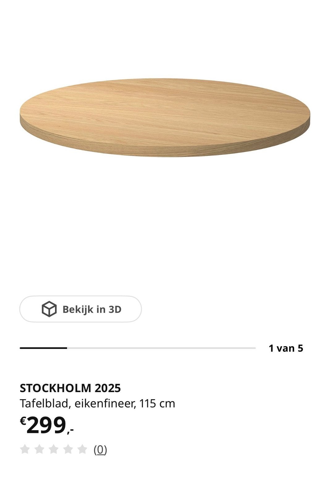 IKEA Stockholm 2025 tafelblad (in geopende doos), Huis en Inrichting, Tafels | Eettafels, Ophalen, Rond, Zo goed als nieuw, Vier personen