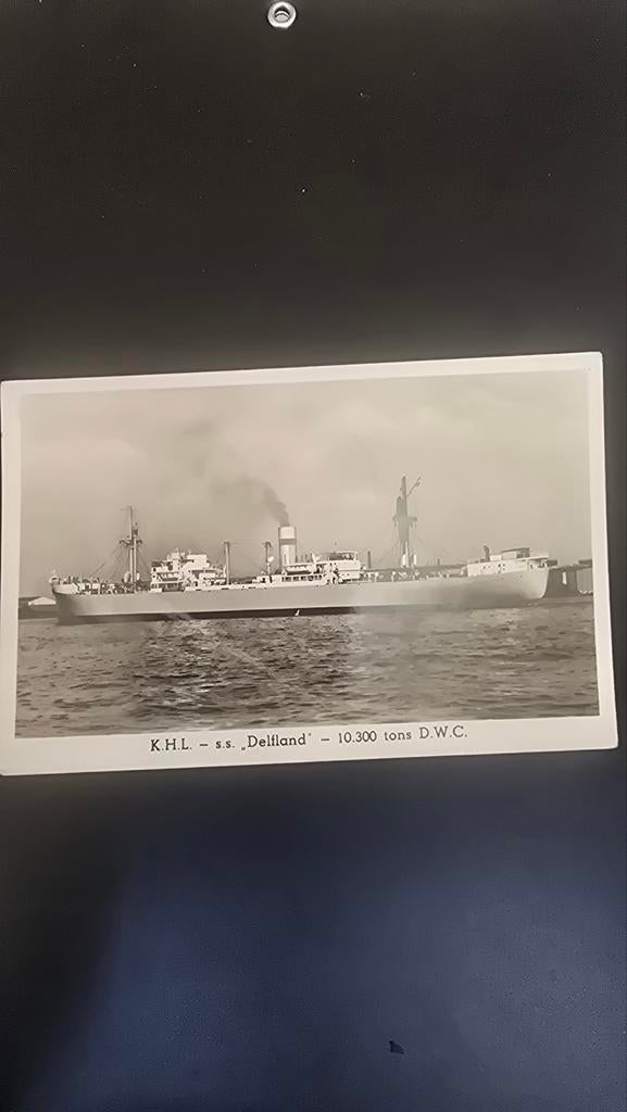 Oude ansichtkaart K.H.L. s.s. "Delfland" 10.300 tons D.W.C., Ophalen of Verzenden