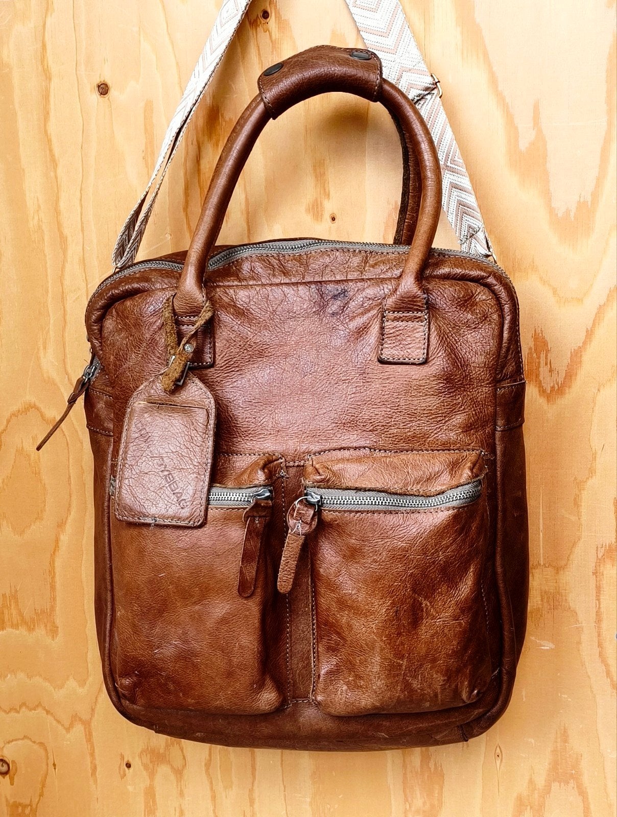 Cowboysbag The Shopper Bag - Bruin Leren Schoudertas, Ophalen of Verzenden, Zo goed als nieuw, Bruin, Shopper