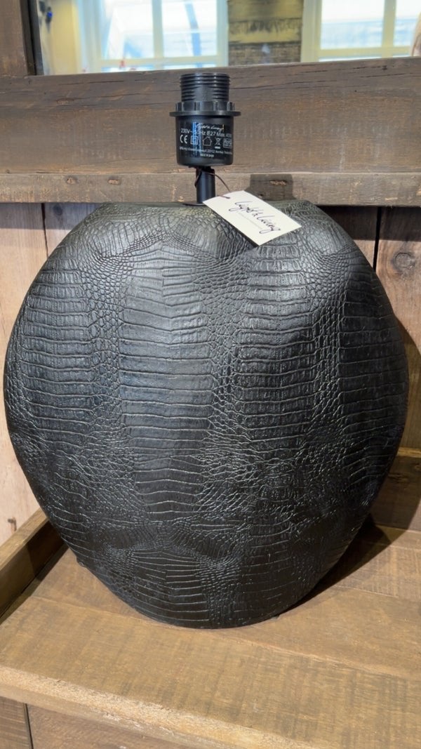 Light & Living Unieke zwarte tafellamp met croco look, Bv, Light & Living, Nieuw, Gezellig
