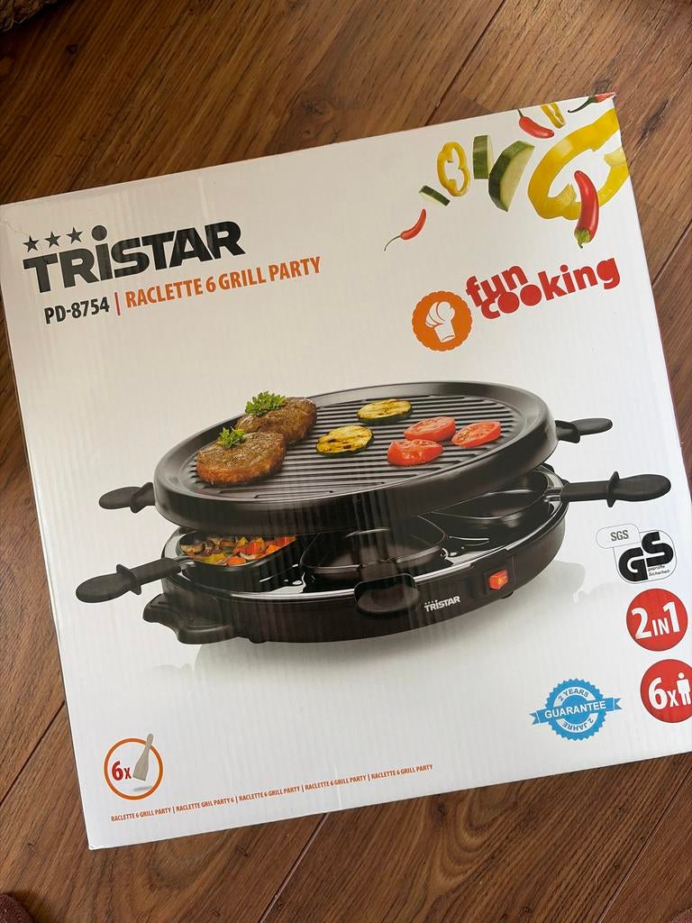 Tristar Raclette Grill PD-8754 voor 6 personen - Nieuw, Witgoed en Apparatuur, Gourmetstellen, Ophalen of Verzenden, Zo goed als nieuw