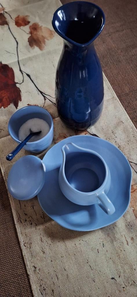 Suiker en melkkannetje stel blauw, Ophalen, Zo goed als nieuw, Effen, Aardewerk