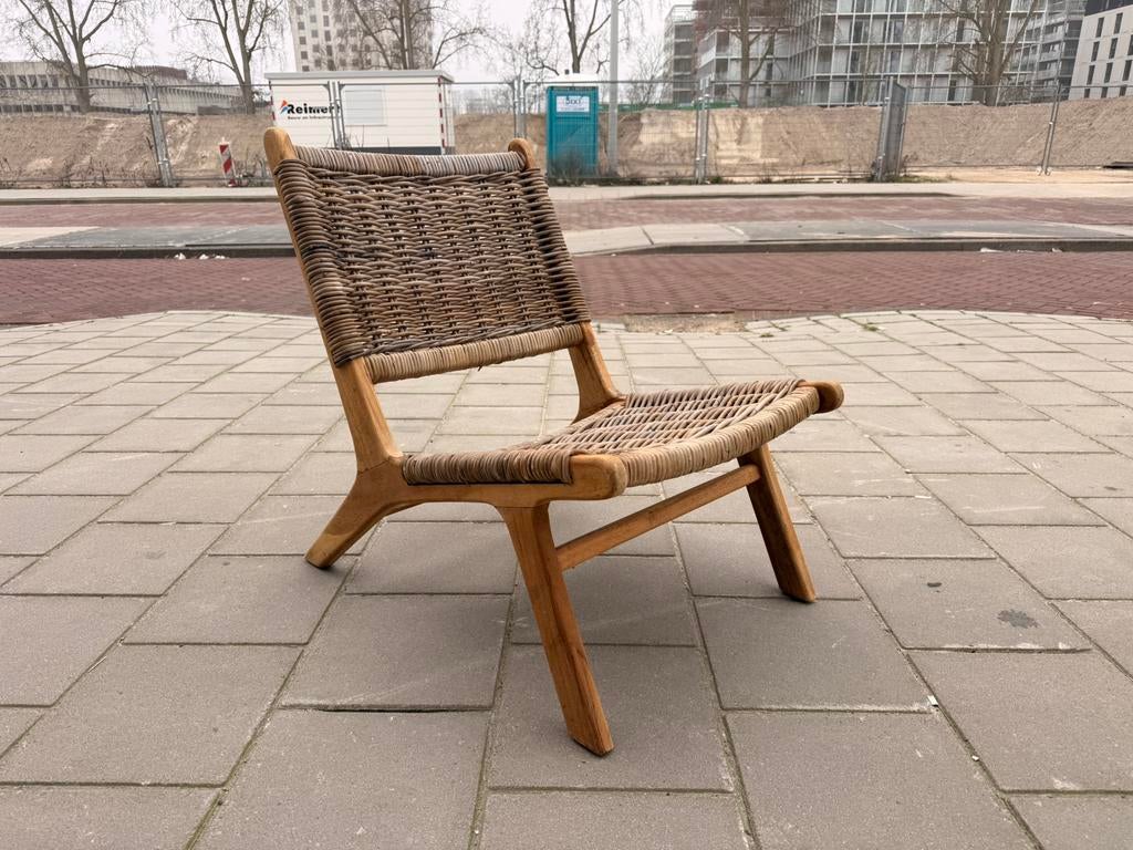 Stoel of fauteuil wilgentakken en teakhout, Ophalen of Verzenden, Zo goed als nieuw, Bruin, Eén
