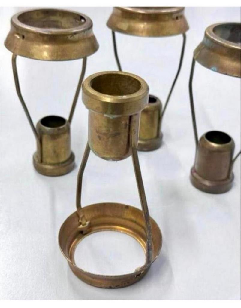 4X antiek Curiosa Brocante candle kaars kandelaars carriers, Ophalen of Verzenden, Koper of Brons