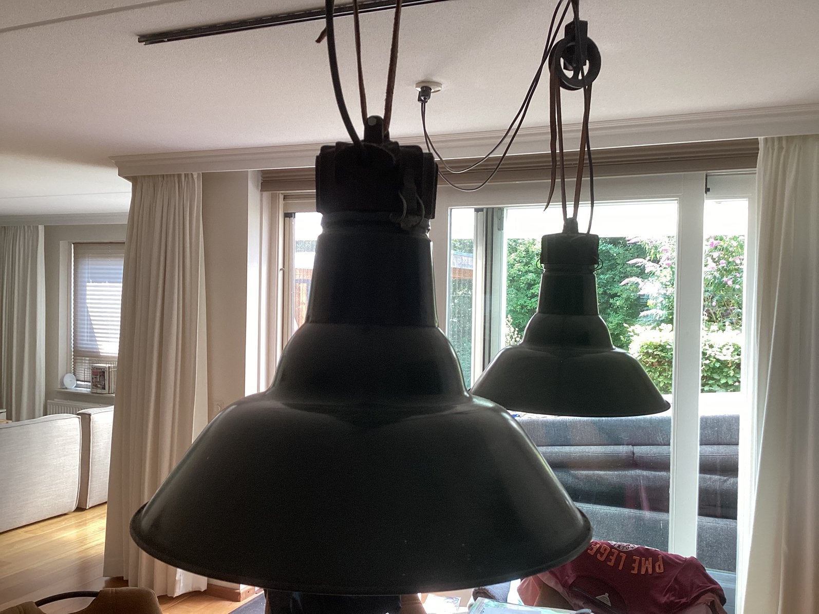 2 vintage lampen groen, Huis en Inrichting, Lampen | Hanglampen, Ophalen, Gebruikt