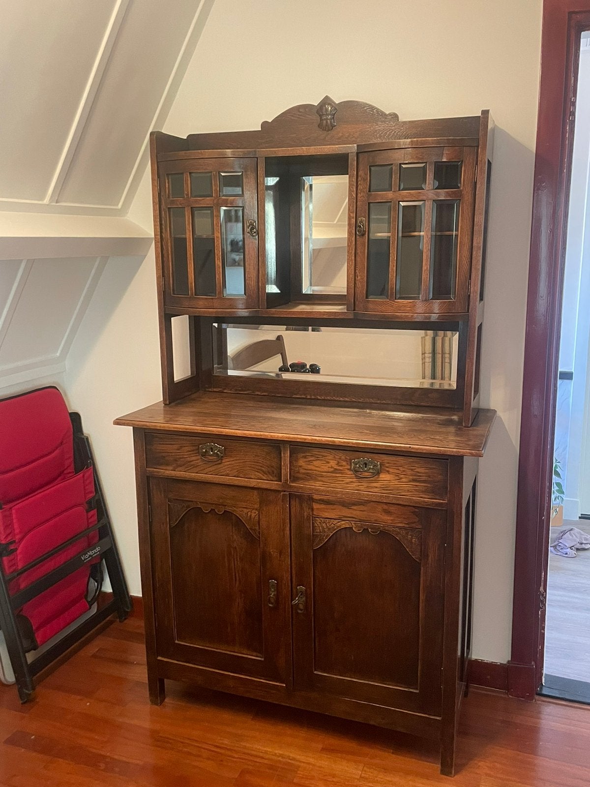Antieke eiken houten buffet kast art deco, Ophalen