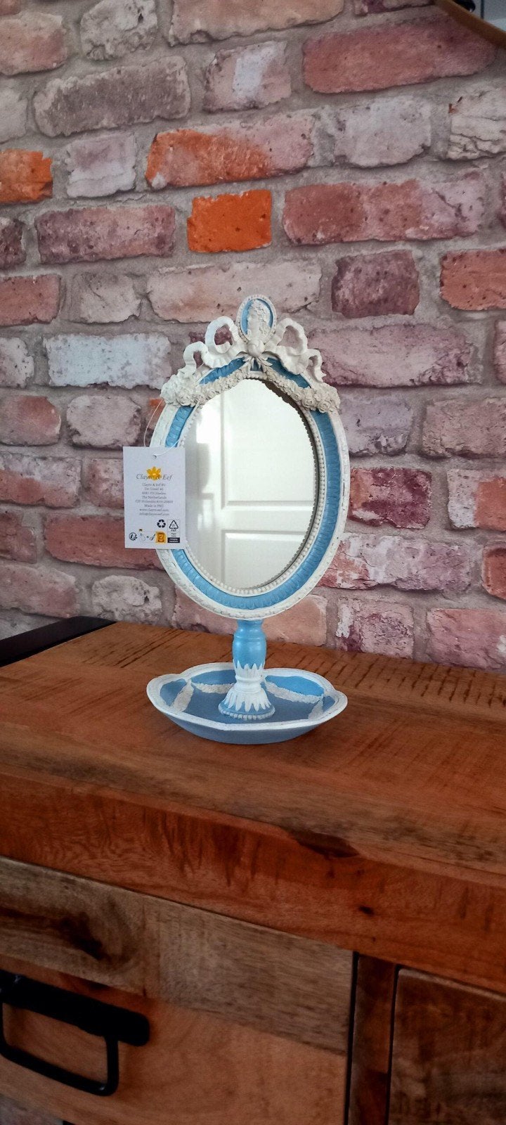 Clayre&Eef:Grote 28cm Porselein Kaptafel Spiegel♥️NIEUW♥️, Minder dan 50 cm, Nieuw, Ophalen of Verzenden, Clayre en eef