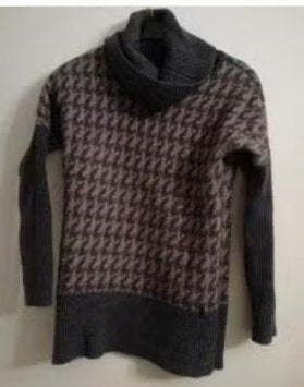 ALPACA WOL Trui Grijs XANDRES pepita ruit 37% Wol 18% S, Kleding | Dames, Verzenden, Zo goed als nieuw, Maat 36 (S), Grijs