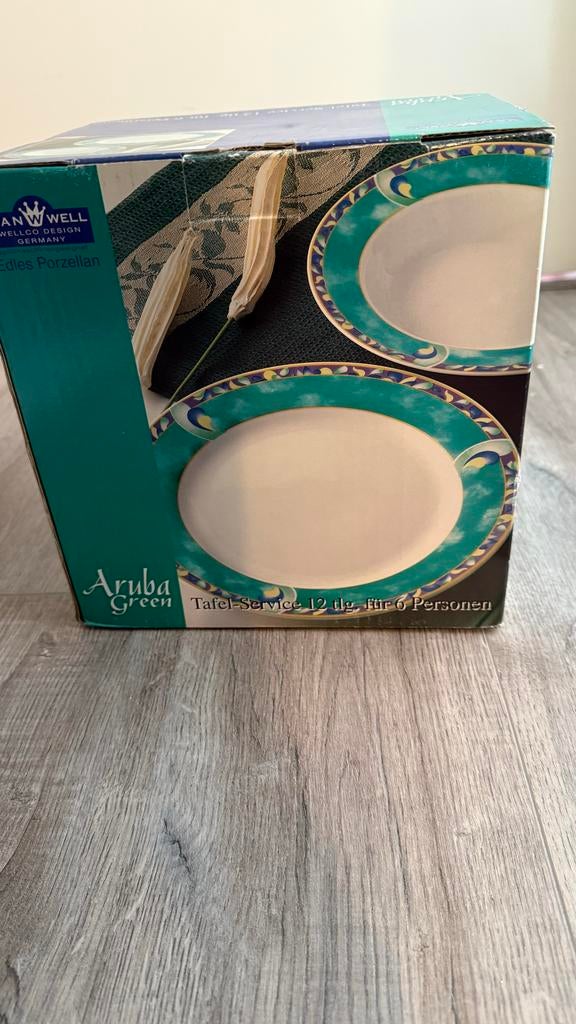 Van Well Aruba Green servies 12-delig, Ophalen, Nieuw, Overige stijlen, Porselein