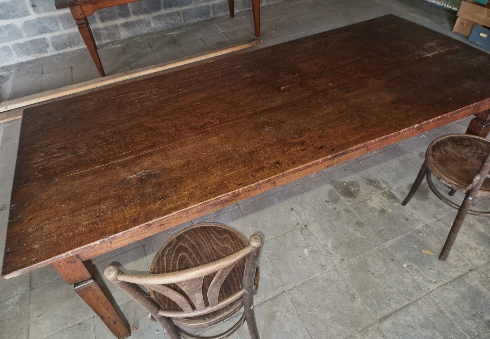 Antieke eiken kloostertafel eettafel, Ophalen