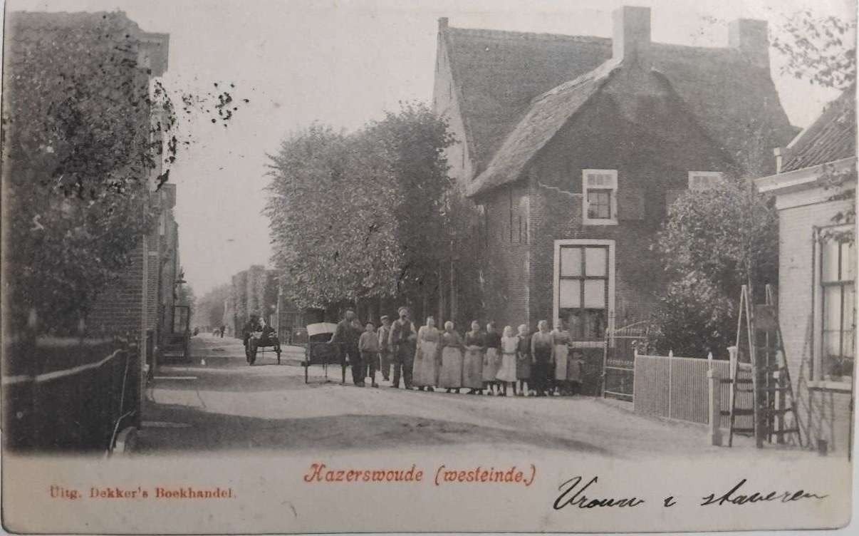 Hazerswoude (Westeinde) 1907 – Zuid-Holland, Verzamelen, Ansichtkaarten | Nederland, Ophalen of Verzenden, Voor 1920, Gelopen