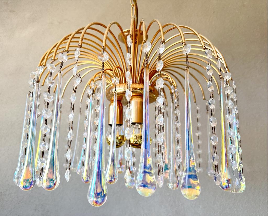 Vintage teardrop kroonluchter, Niet ingevuld, Gebruikt, Mid century modern, Niet ingevuld