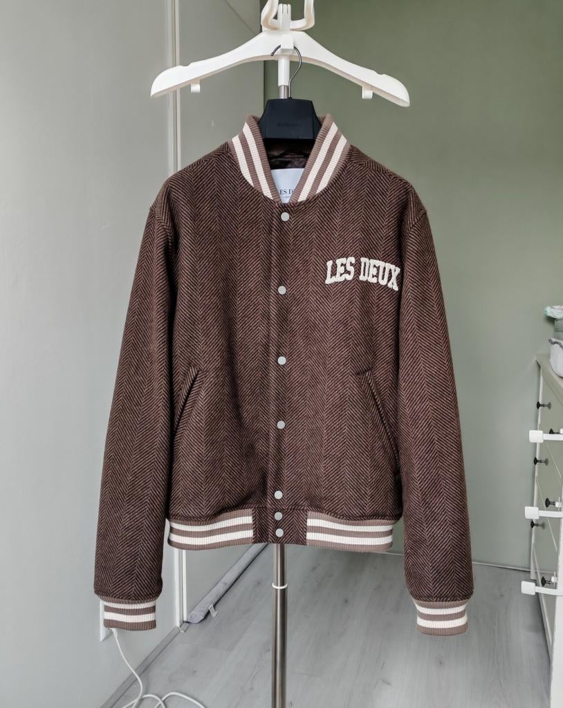Les Deux Varsity Herringbone Wool Jacket - Size XL, Bruin, Verzenden, Les Deux, Maat 56/58 (XL)