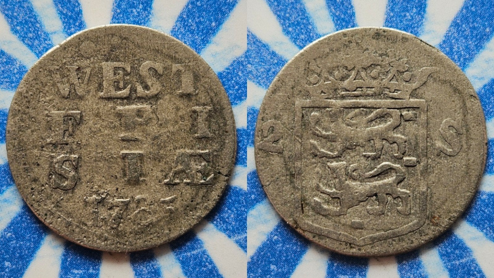 Oude munt zeldzame vervalsing uit de tijd West-Frisia 1785, Ophalen of Verzenden, Vóór koninkrijk, Overige waardes