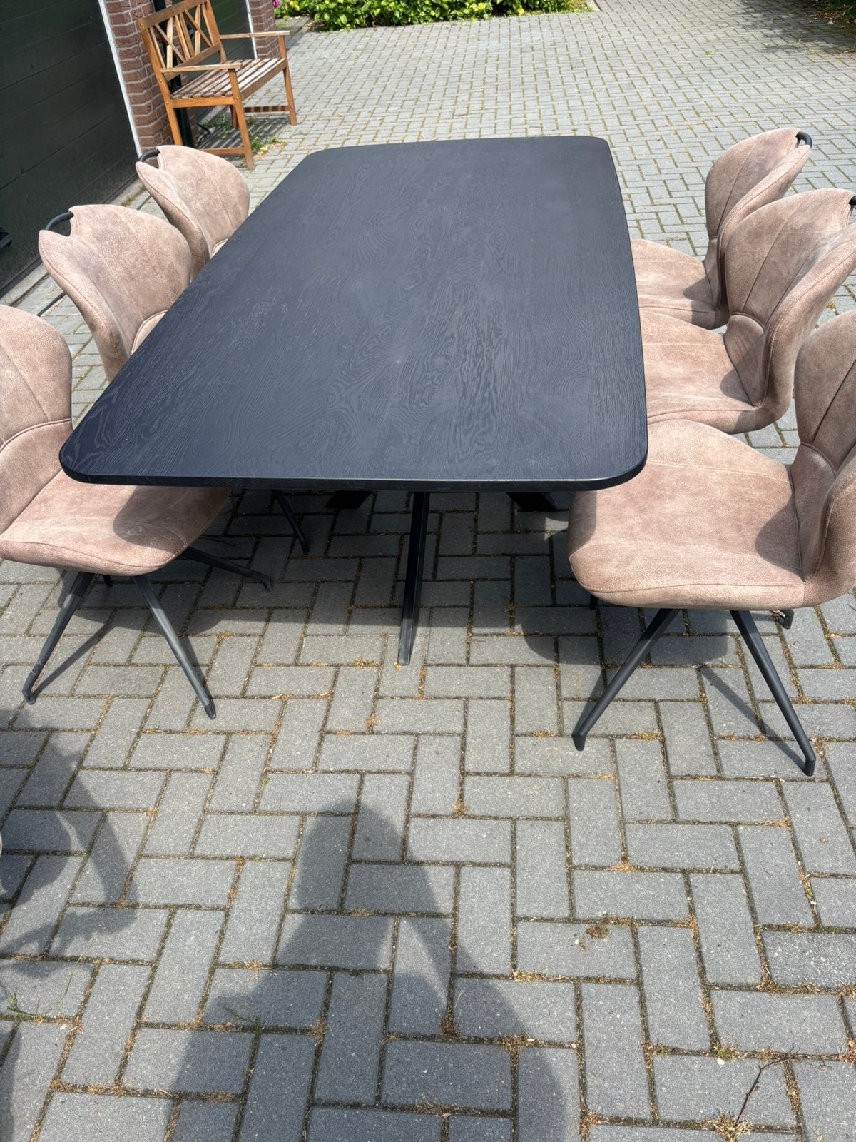 Complete eetkamer set, 6 stoelen, Huis en Inrichting, Tafels | Eettafels, Ophalen, Gebruikt, 200 cm of meer, 50 tot 100 cm