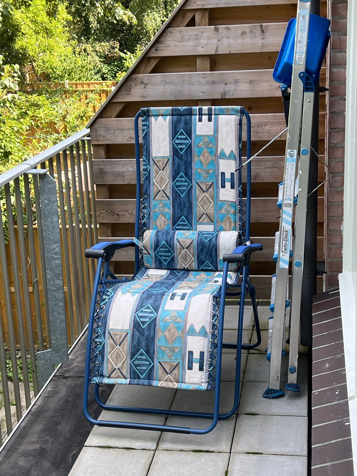 Retro Inklapbaar Ligbed/Zonnebed met Kussen, Tuin en Terras, Ophalen, Gebruikt, Metaal, Inklapbaar