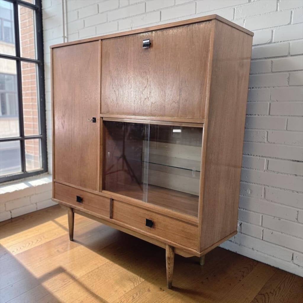 vintage houten kast / vitrinekast / barmeubel, Ophalen, Huis en Inrichting