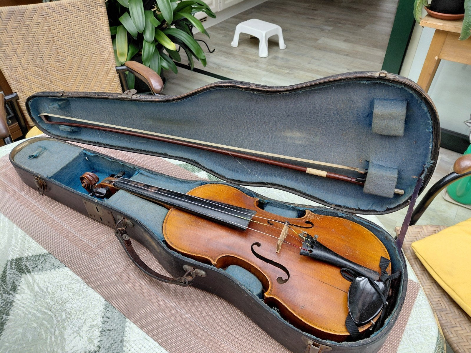 Vintage Viool met Koffer en Strijkstok, Gebruikt, Viool, Ophalen of Verzenden, 4/4-viool