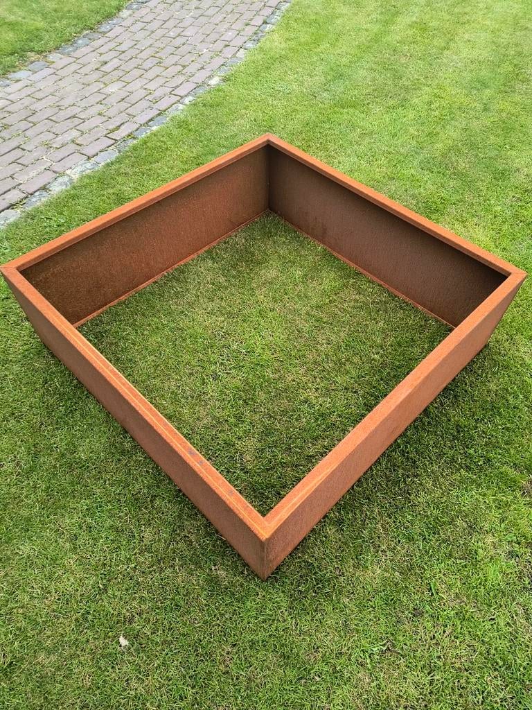 gelaste corten bloembak 120x120x50 2mm, Tuin en Terras, Bloembakken en Plantenbakken, Ophalen, 100 cm of meer, Vierkant, Nieuw