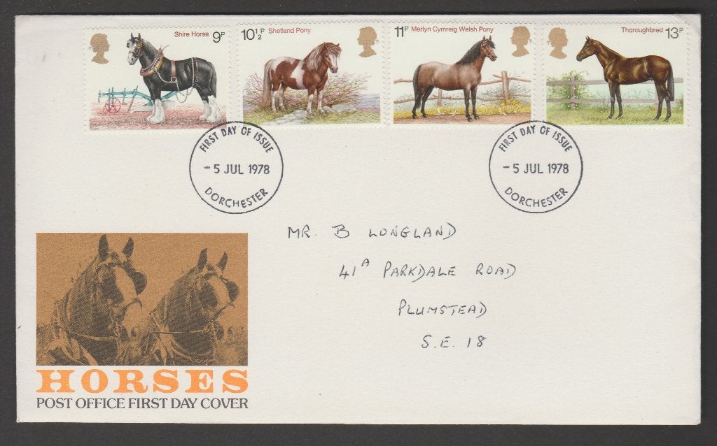 GB - FDC Michelnr 769-772 - paarden, Verzenden, Gestempeld