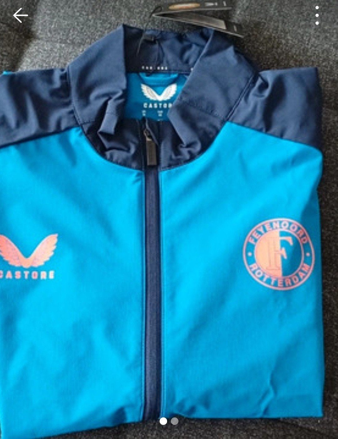 Blauw Feyenoord Jack, Zo goed als nieuw, Voetbal, Verzenden, Maat 48/50 (M)