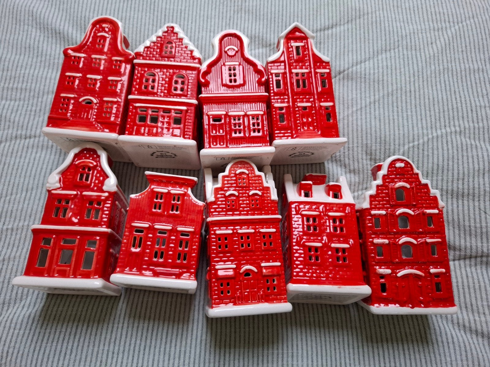 Set van 9 Huisjes (Rood) Postcodeloterij, Ophalen, Rood, Steen/keramiek, Klassiek