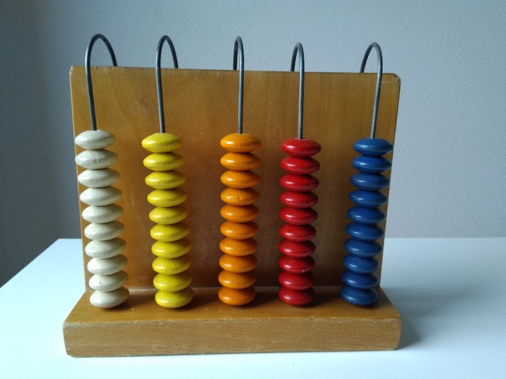 vintage beukenhouten telraam jaren 60, Ophalen of Verzenden