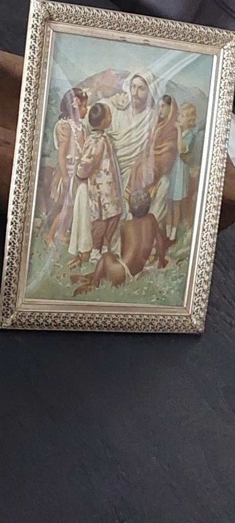 OUDE BROCANTE FOTOLIJST MET BOLGLAS, Antiek en Kunst, Ophalen of Verzenden