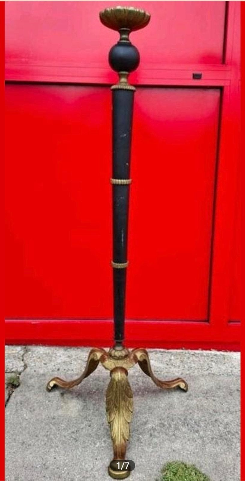 Antieke Zwart/Goud Kandelaar - Uniek Stuk - 122cm hoog!, Ophalen, Koper of Brons