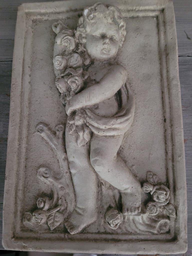 Betonnen wanddecoratie putti, engel winterhard, Heikant 21 Kaatsheuvel, Belle Vieille Brocante, Ophalen of Verzenden, Zo goed als nieuw