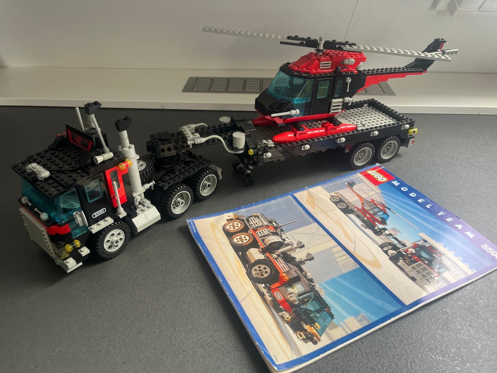Lego, 5590 modelteam truck met oplegger + helikopter, Kinderen en Baby's, Overige thema's, Lego, Inclusief instructies, Ophalen of Verzenden