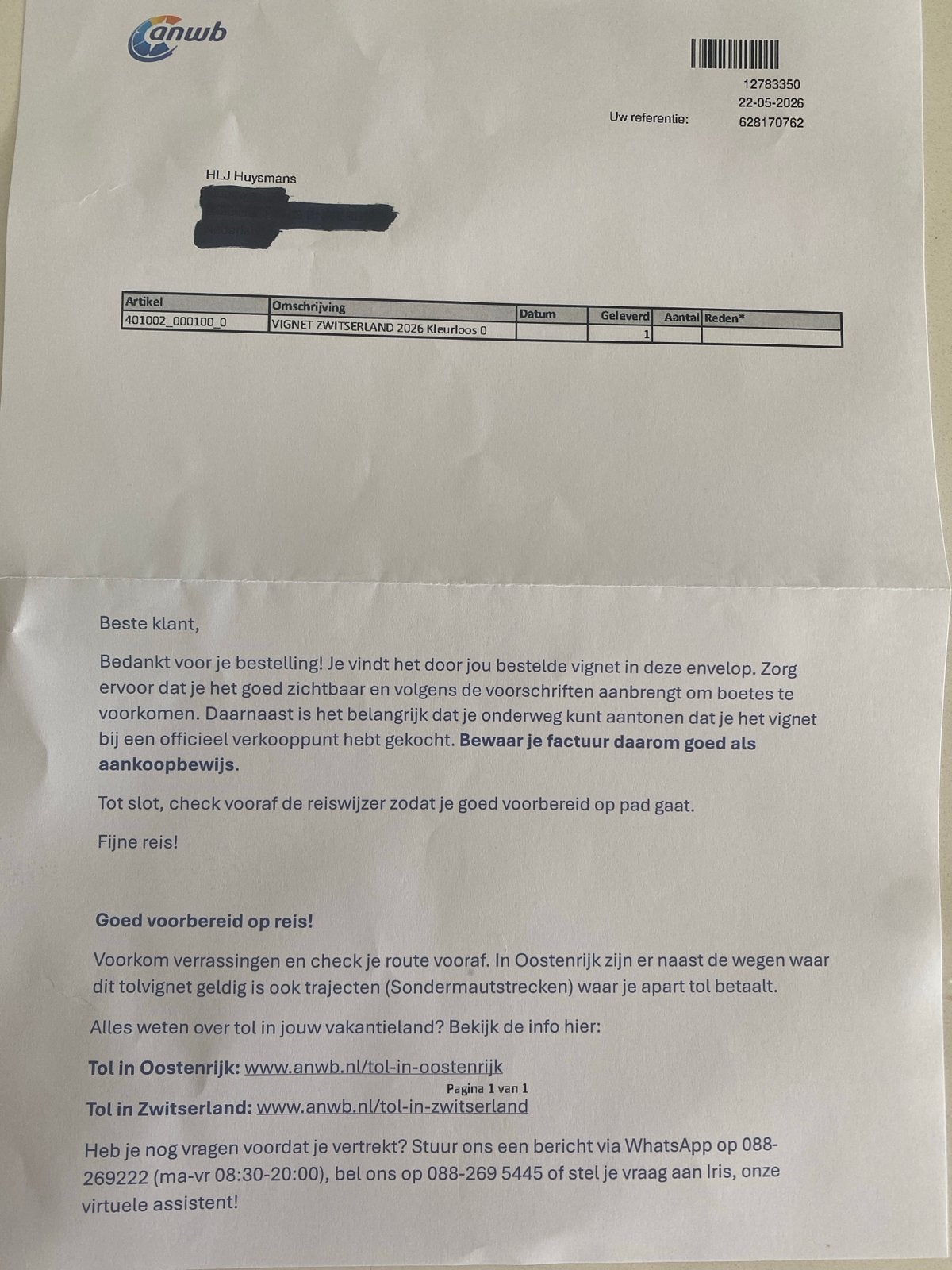 Vignet zwitserland te koop incl aankoopbewijs, Drie personen of meer
