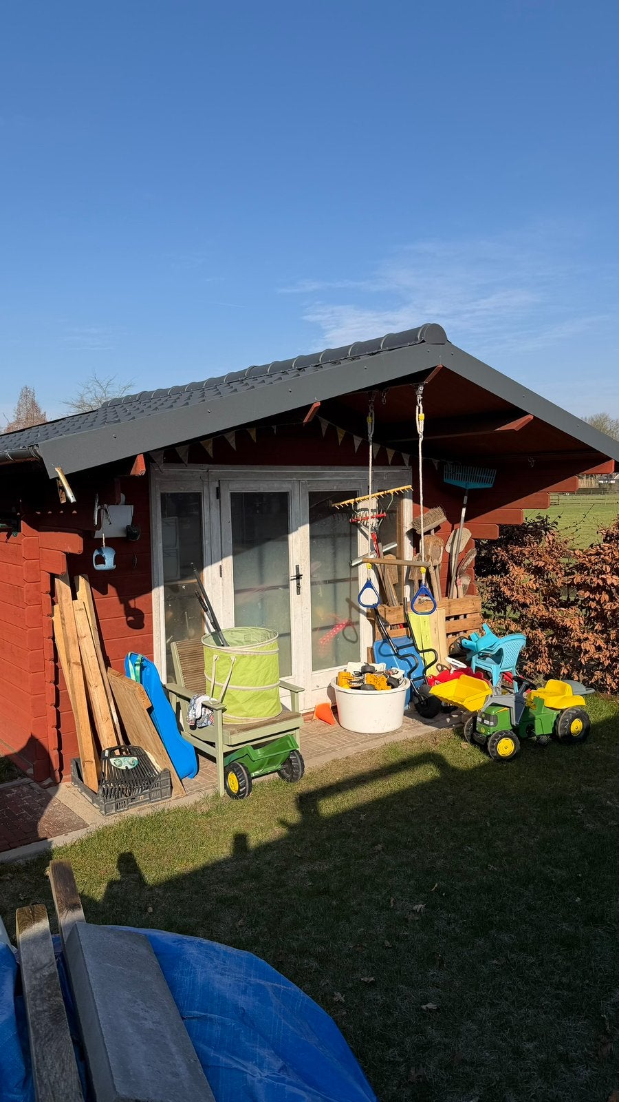 Tuinhuisje blokhut met aluminium dak, Ophalen, Gebruikt, Hout, Overige typen