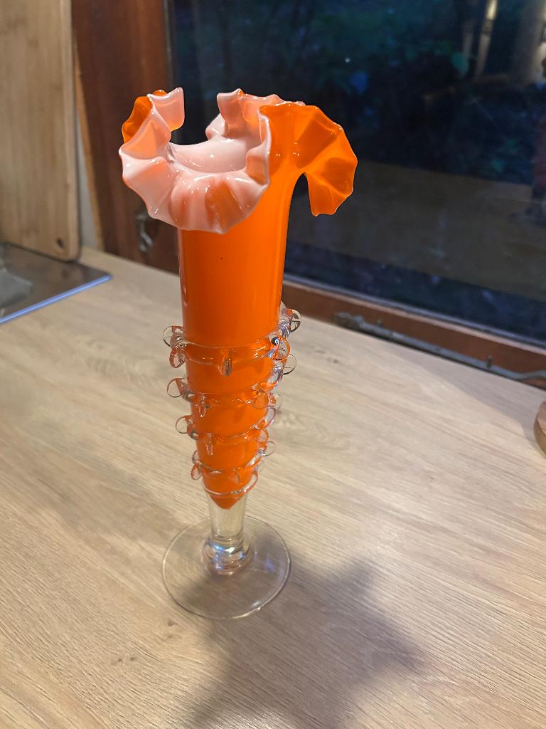 Vintage 1970 Oranje vaas, Ophalen, Nieuw, Oranje, Glas