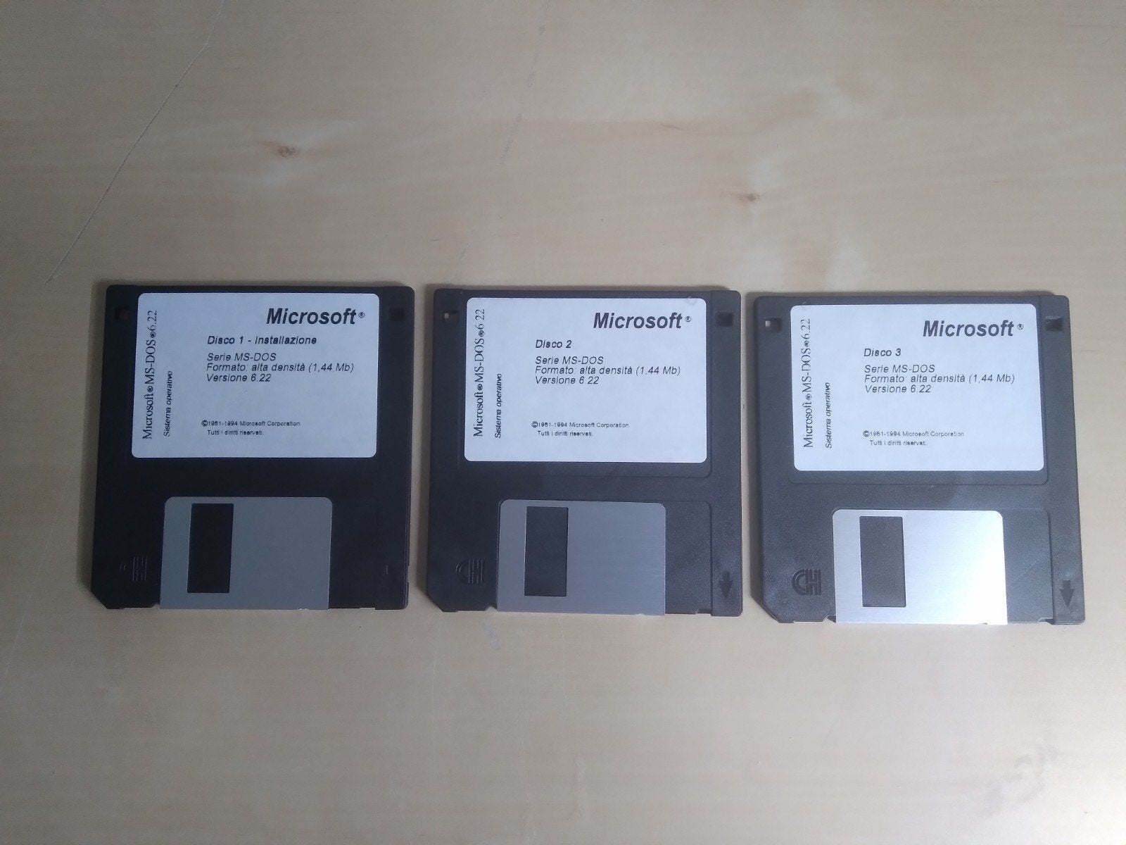 Microsoft MS-DOS 6.22 Floppy Disks (3 stuks), Spaans talig., Ophalen, Gebruikt, Windows