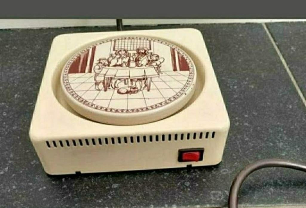 WARMHOUDPLAATJE,1970,RETRO,crème, afbeelding,2 standen,, Overige typen, Ophalen of Verzenden, Zo goed als nieuw